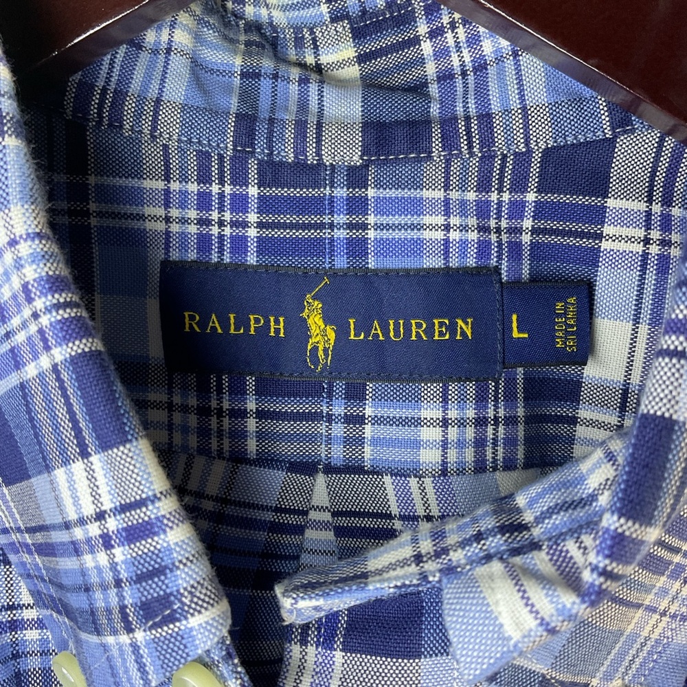 Ralph Lauren Shirt Mens Large Button Down Plaid Short Sleeve Pony Casual - Picture 2 of 6